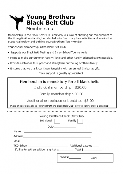 Black Belt Club Membership Form